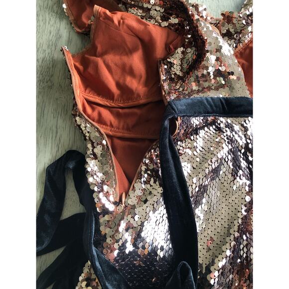 Free People Mini Siren Bronze Sequin Dress - 4 - Picture 6 of 8